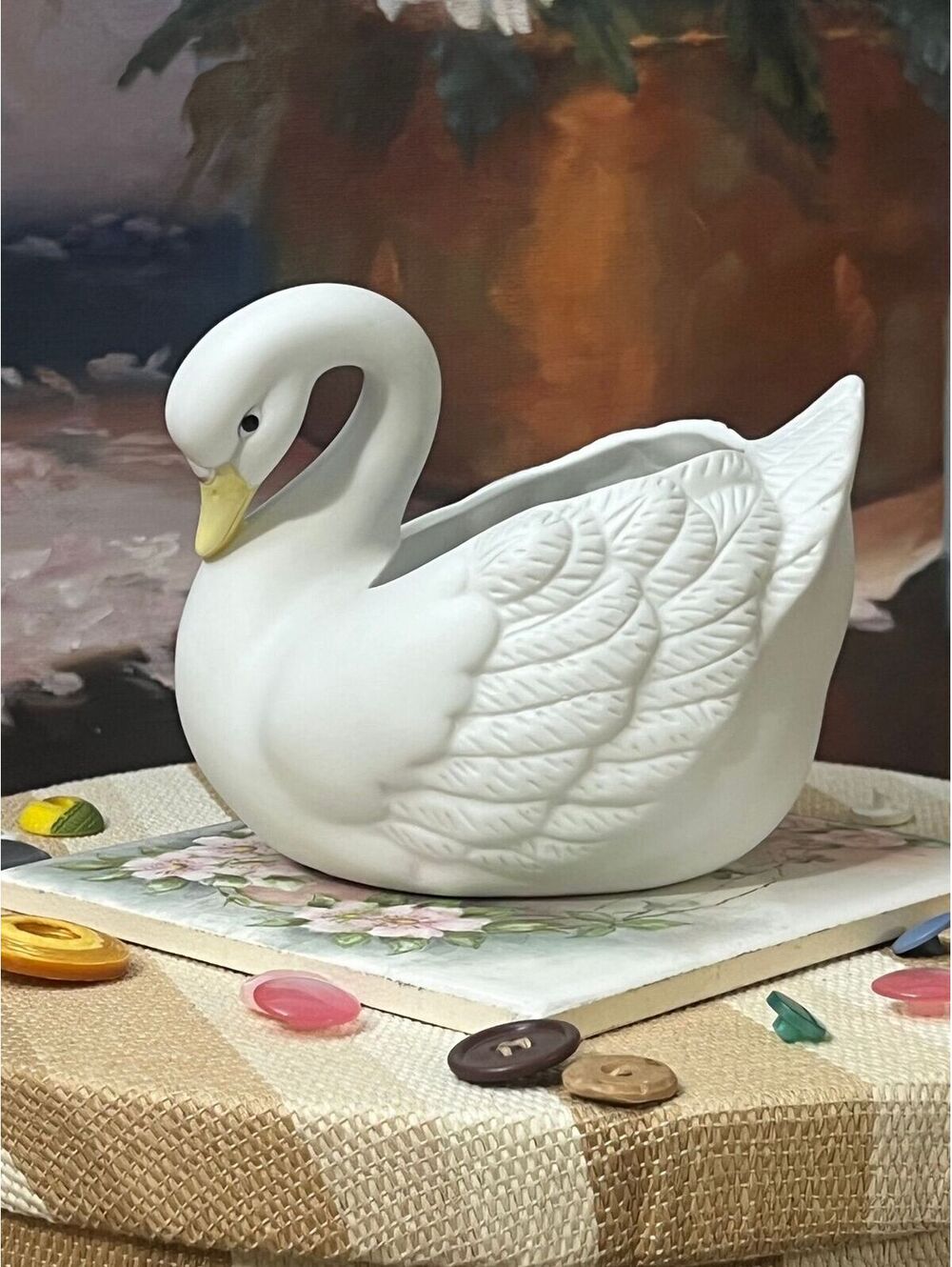 Homco Bisque Swan Planter (you can also put keys or hide snacks)